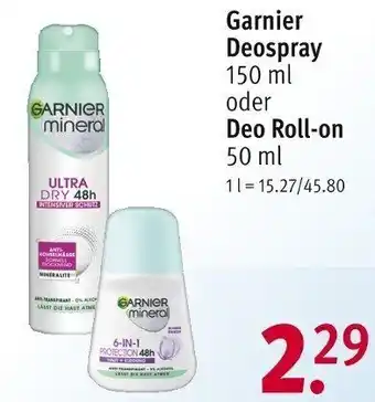 Rossmann Garnier Deospray 150 ml oder Deo Roll-on 50 ml Angebot