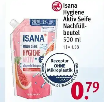 Rossmann Isana Hygiene Aktiv Seife Nachfüll-beutel 500 ml Angebot