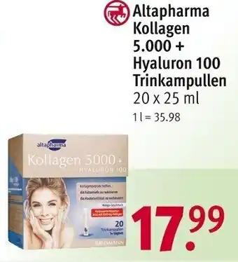 Rossmann Altapharma Kollagen 5.000 Hyaluron 100 Trinkampullen 20 x 25 ml Angebot