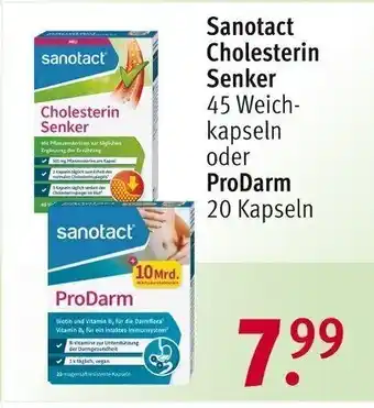 Rossmann Sanotact Cholesterin Senker oder ProDarm 20 Kapseln Angebot