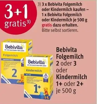 Rossmann Bebivita Folgemilch 2 oder 3 oder Kindermilch 1+ oder 2+ je 500 g Angebot