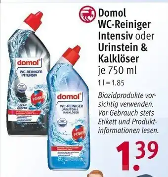 Rossmann Domol WC-Reiniger Intensiv oder Urinstein & Kalklöser 750 ml Angebot