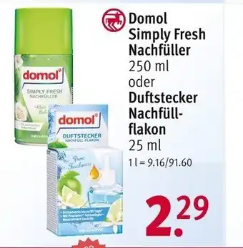 Rossmann Domol Simply Fresh Nachfüller oder Duftstecker Nachfüll-flakon 25 ml Angebot