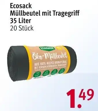 Rossmann Ecosack Müllbeutel mit Tragegriff 35 Liter 20 Stück Angebot