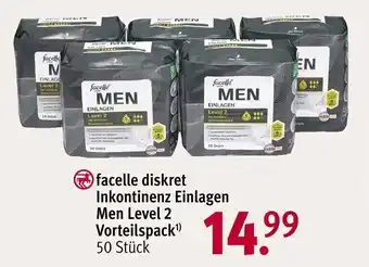 Rossmann facelle diskret Inkontinenz Einlagen Men Level 2 Vorteilspack¹ 50 Stück Angebot