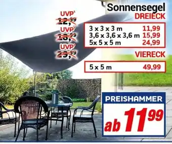 CENTERSHOP Sonnensegel DREIECK 3x3x3 m Angebot