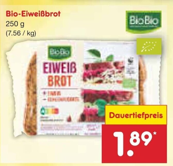 BioBio BioEiweißbrot 250 g Angebot bei Netto MarkenDiscount