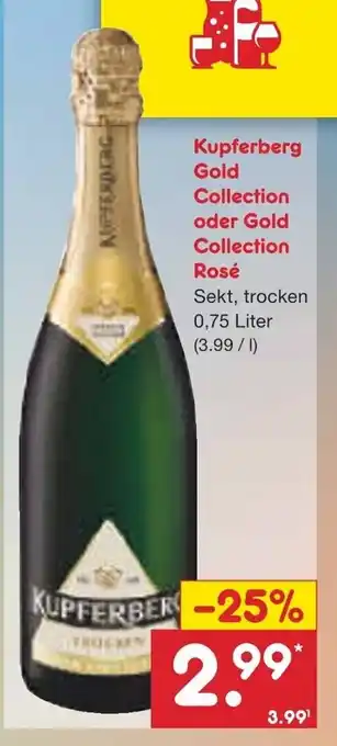 Netto Marken-Discount Kupferberg Gold Collection oder Gold Collection Rosé 750ml Angebot