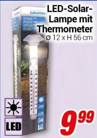 CENTERSHOP LED-Solar-Lampe mit Thermometer Ø 12 x H 56 cm Angebot