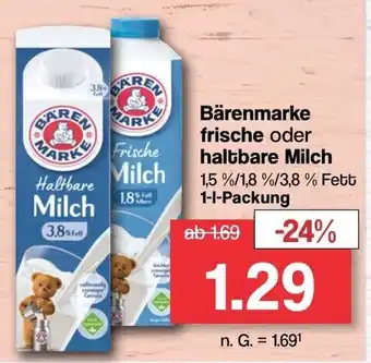 Famila Nord West Bärenmarke frische oder haltbare Milch 1 l Packung Angebot