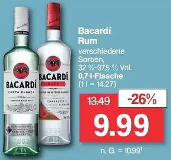 Famila Nord West Bacardí Rum 0,7 l Flasche Angebot