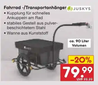 Netto Marken-Discount JUSKYS Fahrrad-/Transportanhänger Angebot