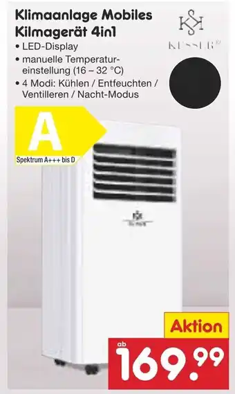 Netto Marken-Discount KESSERⓇ Klimaanlage Mobiles Kilmagerät 4in1 Angebot