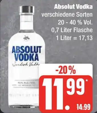 Edeka Absolut Vodka 0,7 Liter Flasche Angebot