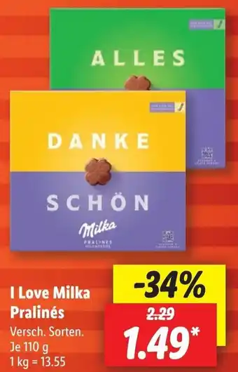 Lidl I Love Milka Pralinés 110 g Angebot