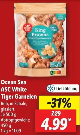 Lidl Ocean Sea ASC White Tiger Garnelen 500 g Angebot