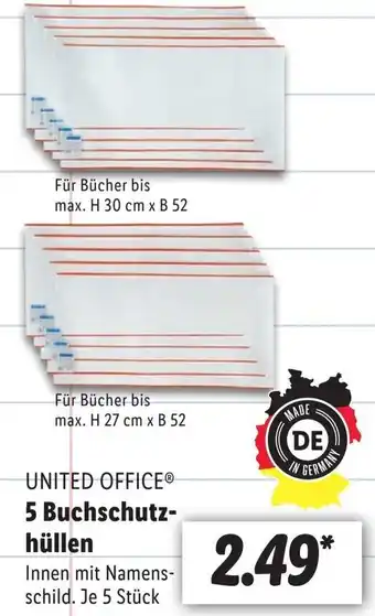 Lidl UNITED OFFICEⓇ 5 Buchschutzhüllen Angebot