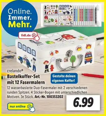 Lidl crelando® Bastelkoffer-Set mit 12 Fasermalern Angebot