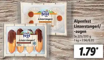 Lidl Alpenfest Linzerstangerl/ -augen 225/200 g Angebot