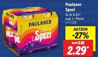 Lidl Paulaner Spezi 4x0,33 L Angebot