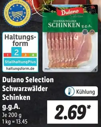 Lidl Dulano Selection Schwarzwälder Schinken g.g.A. 200 g Angebot