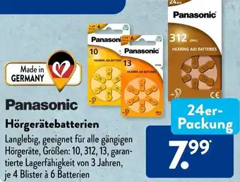 Aldi Süd Panasonic Hörgerätebatterien 24er-Packung Angebot