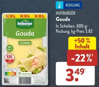 Aldi Süd HOFBURGER Gouda 600 g Packung Angebot