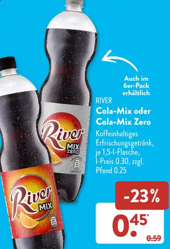 Aldi Süd RIVER Cola-Mix oder Cola-Mix Zero 1,5 L Flasche Angebot