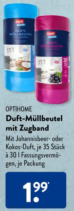 Aldi Süd OPTIHOME Duft-Müllbeutel mit Zugband Angebot