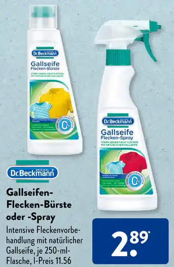 Aldi Süd Dr.Beckmann Gallseifen-Flecken-Bürste oder -Spray 250 ml Flasche Angebot