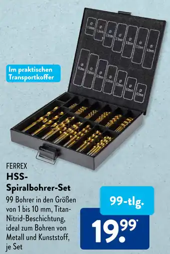 Aldi Süd FERREX HSS- Spiralbohrer-Set 99-tlg. Angebot