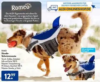 Aldi Süd ROMEO Hunde-Schwimmweste Angebot