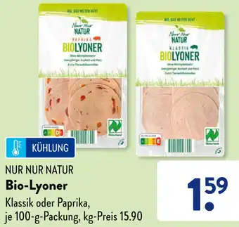 Aldi Süd NUR NUR NATUR Bio-Lyoner 100-g-Packung Angebot