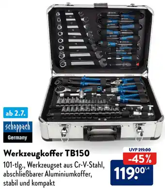 Aldi Süd scheppach Werkzeugkoffer TB150 Angebot