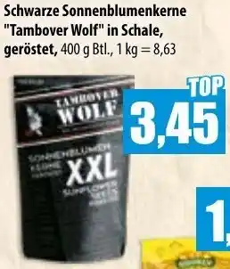 Mix Markt Schwarze Sonnenblumenkerne "Tambover Wolf" in Schale, geröstet, 400 g Btl. Angebot