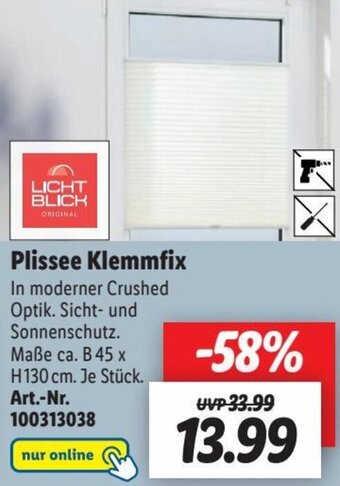 Lidl LICHT BLICK Plissee Klemmfix Angebot