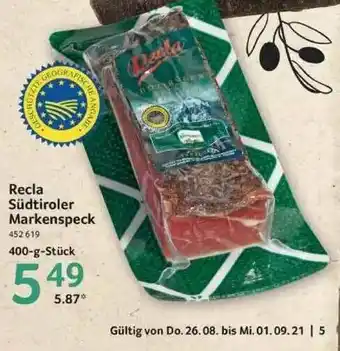 Selgros Recla Südtiroler Markenspeck Angebot