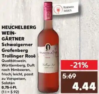 Kaufland HEUCHELBERG WEIN-GÄRTNER Schwaigerner Grafenberg Trollinger Rosé 0,75 L-Fl. Angebot