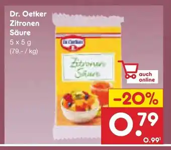 Netto Marken-Discount Dr. Oetker Zitronen Säure 5 x 5 g Angebot