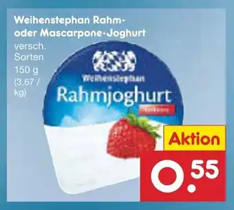 Netto Marken-Discount Weihenstephan Rahm- oder Mascarpone-Joghurt 150g Angebot