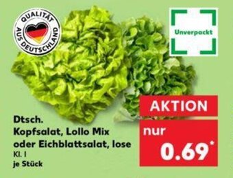 Kaufland Dtsch. Kopfsalat, Lollo Mix oder Eichblattsalat, lose Angebot