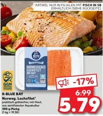 Kaufland K-BLUE BAY Norweg. Lachsfilet¹ 300 g Packg. Angebot