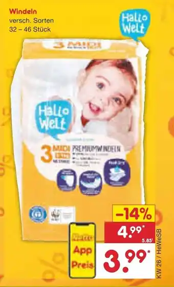 Netto Marken-Discount Hallo Welt Windeln 32 - 46 Stück Angebot