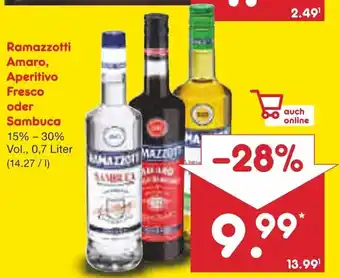 Netto Marken-Discount Ramazzotti Amaro, Aperitivo Fresco oder Sambuca 700ml Angebot