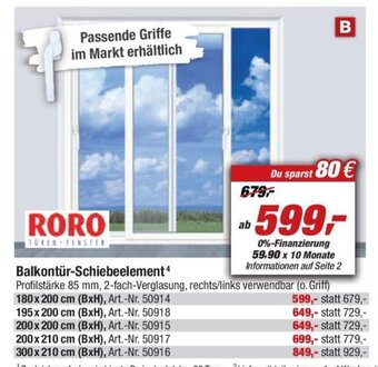 toom Baumarkt RORO Balkontür-Schiebeelement Angebot