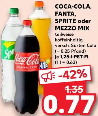 Kaufland COCA-COLA, FANTA, SPRITE oder MEZZO MIX 1,25-I-PET-FI. Angebot