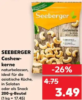 Kaufland SEEBERGER Cashewkerne 200 g Beutel Angebot