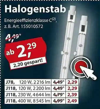 Sonderpreis Baumarkt Halogenstab Angebot