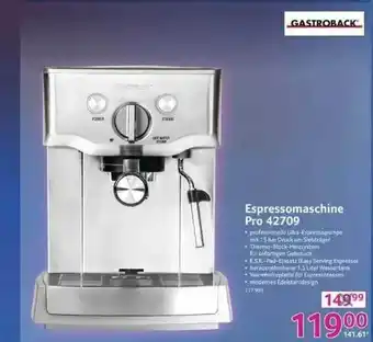 Selgros Gastroback Espressomaschine Pro 42709 Angebot