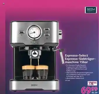 Selgros Beem Espresso-select Espresso-siebträgermaschine 15bar Angebot